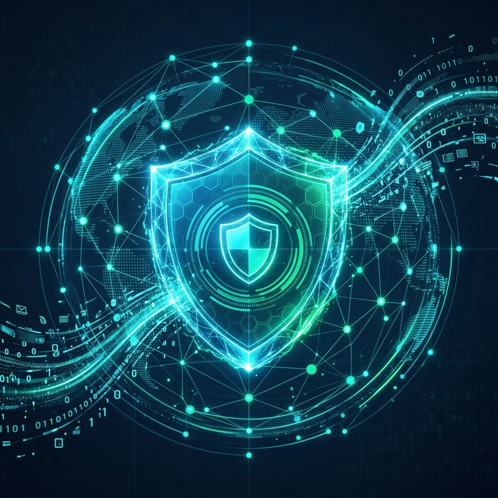 Visualización de ciberseguridad y protección de datos con IA
